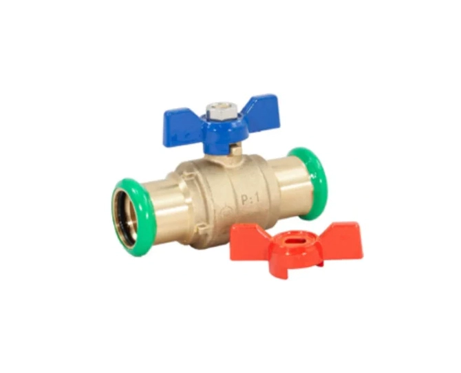 Pegasus Pressfit Butterfly Ball Valve (Water) Blue & Red Handle 22mm 435004 main product photo