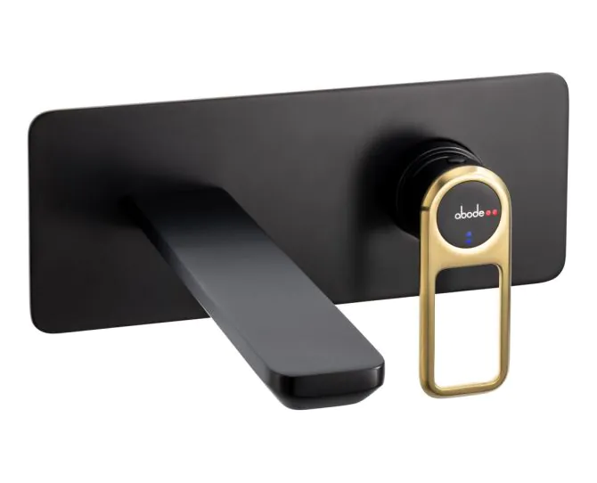 Abode Levarto Wall Mounted Basin/Bath Mixer Matt Black & Brass AB2790 main product photo