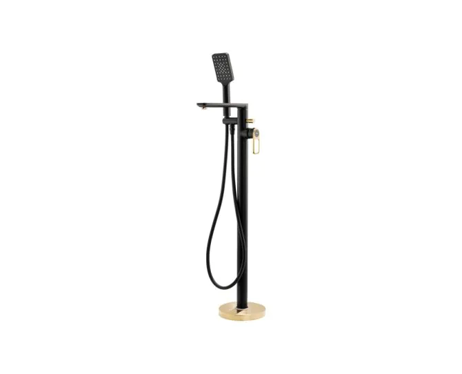 Abode Levarto Floor Standing Bath Shower Mixer Matt Black & Brass AB2805 main product photo