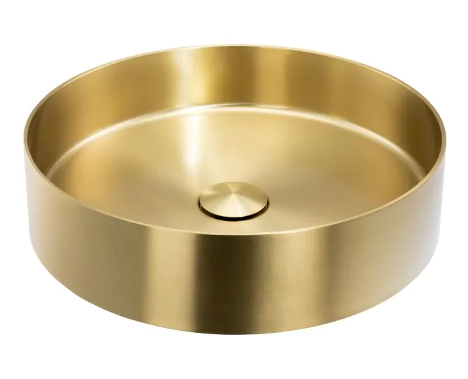 Abode Iox 375mm Round Steel Basin - PVD Brass ABB1001 main product photo