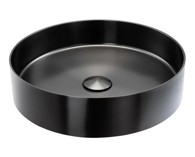 Abode Iox 375mm Round Steel Basin - PVD Black ABB1002 main product photo