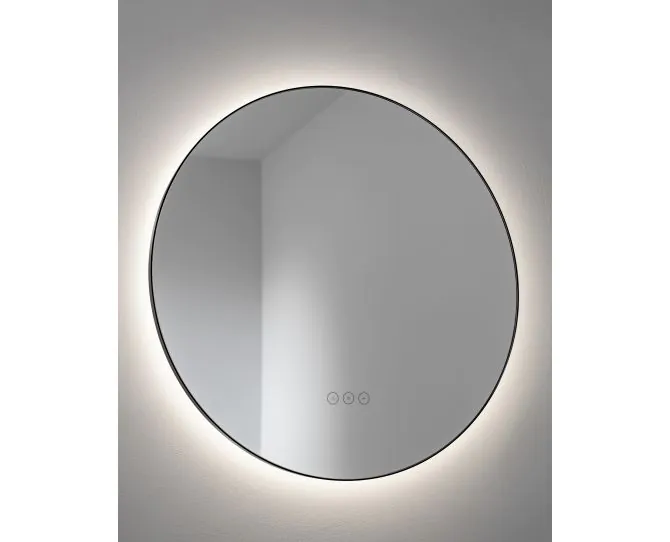 Abode Mayar 600mm Round LED Mirror - Matt Black ABM1012 main product photo