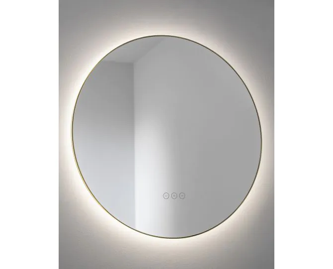 Abode Mayar 600mm Round LED Mirror - Brushed Brass ABM1013 main product photo