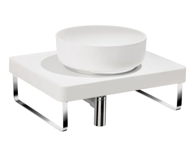 Abode Tableau/Cava Shelf & Round Basin Set - Chalk White w/Chrome Finishes ABP1001 main product photo