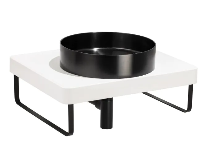 Abode Tableau/Iox Shelf & Round Basin Set - Chalk White w/Matt Black Finishes ABP1008 main product photo