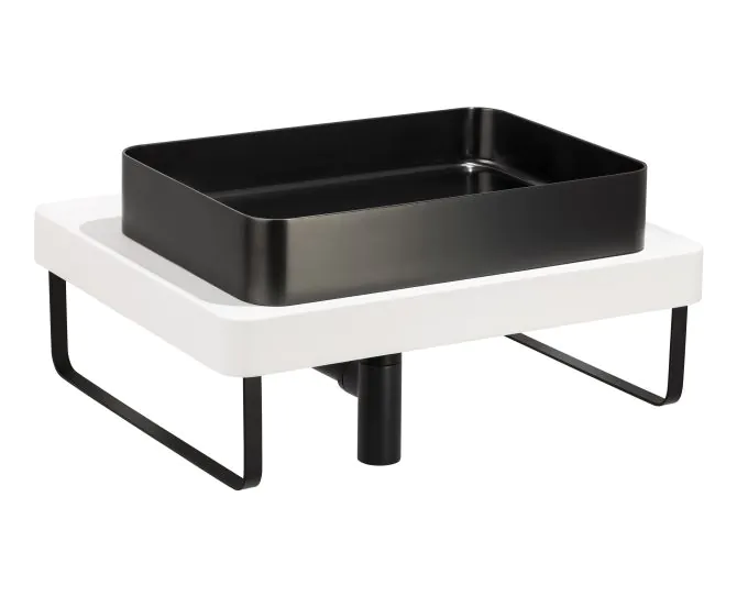 Abode Tableau/Iox Shelf & Tablet Basin Set - Chalk White w/Matt Black Finishes ABP1011 main product photo