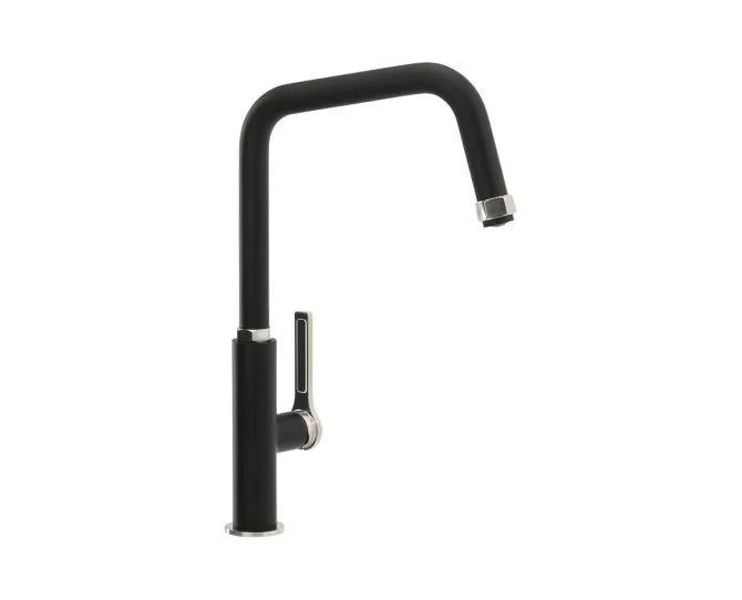 Abode Hex Single Lever Mixer Tap Brushed Nickel/Black AT2086 main product photo