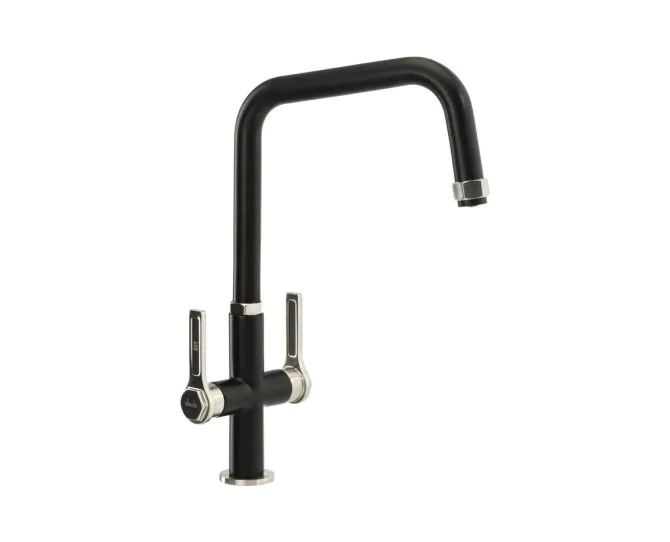 Abode Hex Monobloc Mixer Tap Brushed Nickel/Black AT2092 main product photo