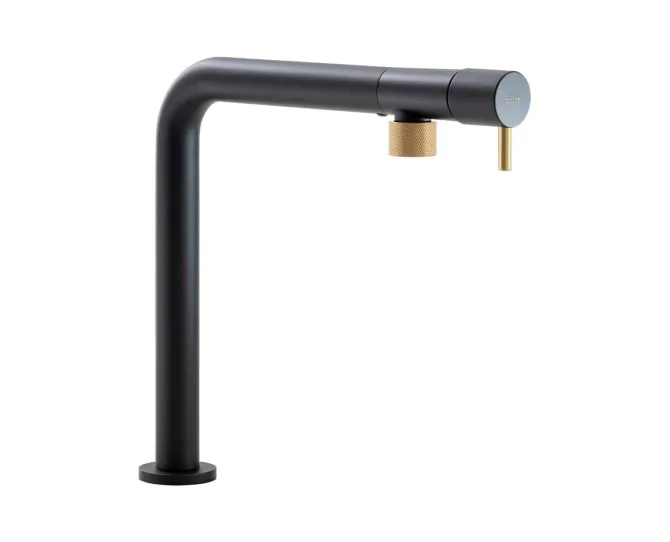 Abode Agilis Single Lever Mixer Tap Black & Brass AT2187 main product photo