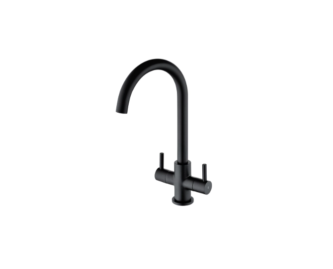 Prima Staten Swan Neck Dual Lever Mixer Tap Black BPR2207 main product photo