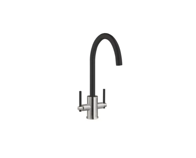 Prima+ Swan Neck Dual Lever Mixer Tap Black BPR700 main product photo