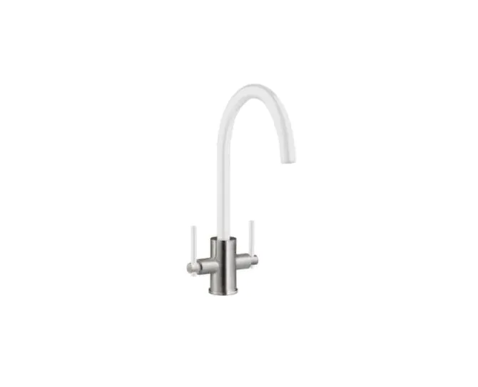 Prima+ Swan Neck Dual Lever Mixer Tap White BPR704 main product photo