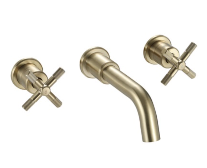 Bristan Cruzar 3TH Wall Mounted Basin Mixer Brushed Brass CRU 3TH WMBAS BB main product photo