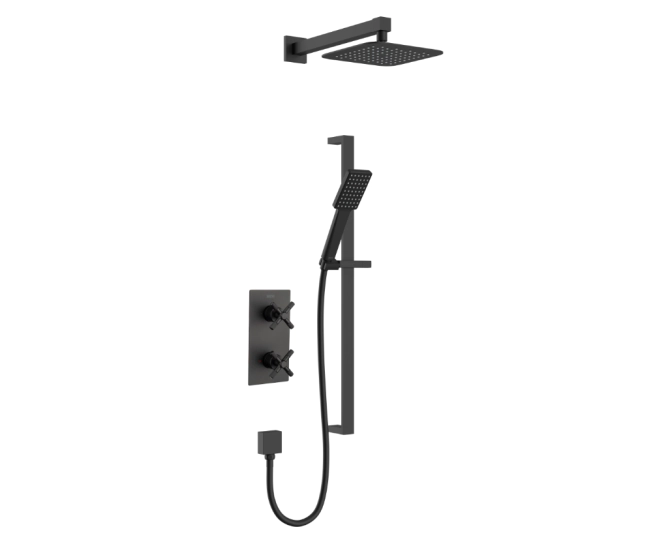 Bristan Cruzar Concealed Shower with Fixed Head and Flexible Riser Kit Black CRU BLK SHWR PK main product photo