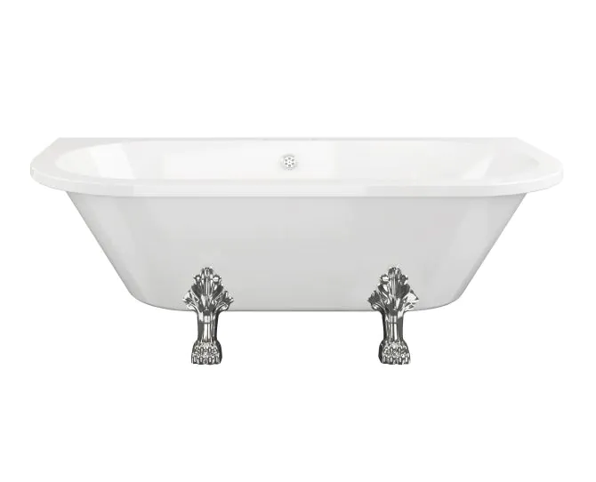 Vasca Contessa Freestanding Back To Wall 1700x800x600mm 2TH Bath w/Feet - White main product photo