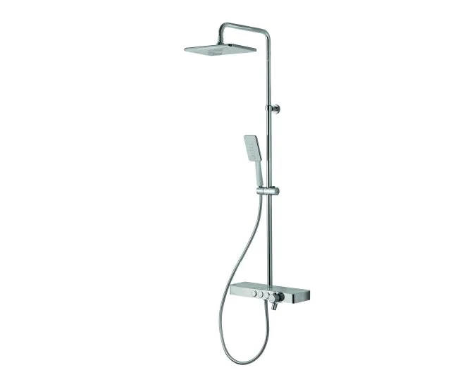 Vema Thermostatic Shower Column w/Fixed Head Riser Shelf & Foot Wash - White/Chrome DICM0460 main product photo