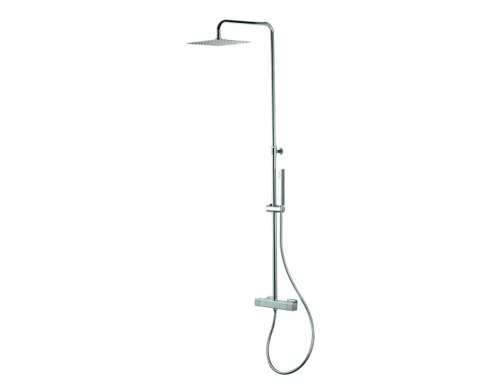 Vema Thermostatic Square Bar Valve w/Fixed Head & Riser - Chrome DICM0466 main product photo