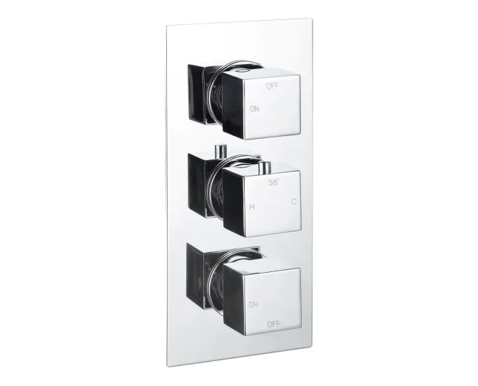 Vasca Cosmo Thermostatic Two Outlet Triple Shower Valve - Chrome main product photo