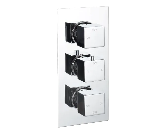 Vasca Cosmo Thermostatic Three Outlet Triple Shower Valve - Chrome main product photo