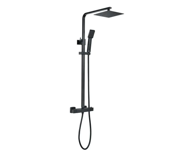 Vasca Cosmo Square Thermostatic Bar Mixer w/Riser Kit - Matt Black main product photo