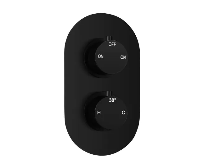 Vasca Urus Thermostatic Two Outlet Twin Shower Valve - Matt Black main product photo