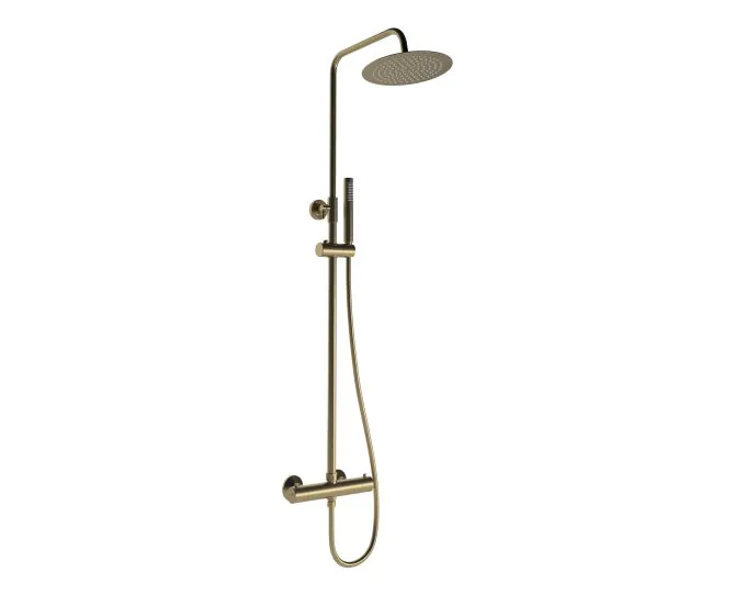 Vasca Urus Round Thermostatic Bar Mixer w/Riser Kit - Brushed Bronze main product photo