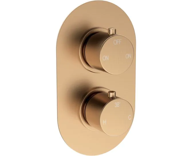 Vasca Urus Thermostatic Two Outlet Twin Shower Valve - Brushed Bronze main product photo