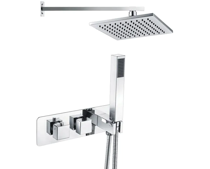 Vasca Rivoli Shower Pack One - Two Outlet Twin Shower Valve w/Handset & ABS Overhead - Chrome main product photo