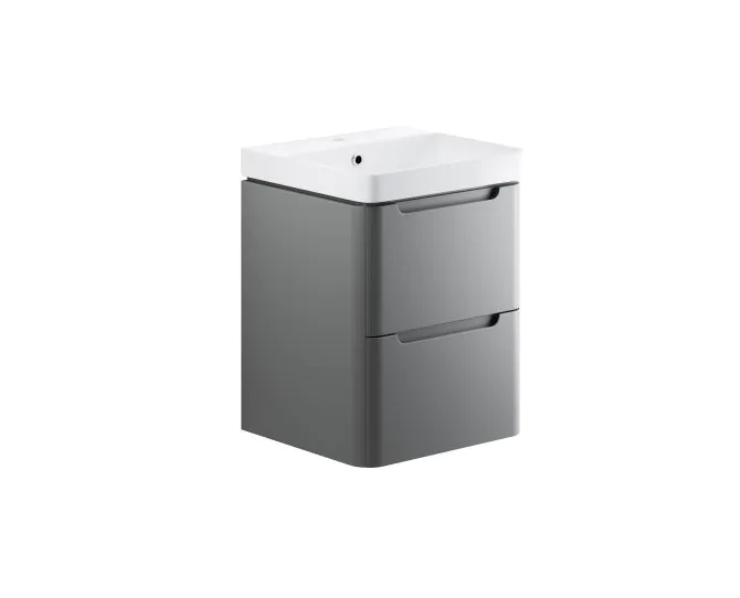 Vasca Aquino 500mm 2 Drawer Wall Hung Cloakroom Basin Unit - Matt Grey main product photo