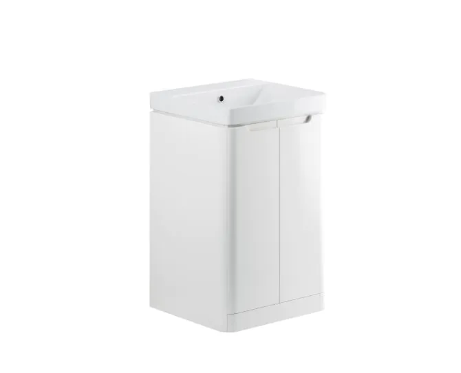 Vasca Aquino 500mm 2 Door Floor Standing Cloakroom Basin Unit - White Gloss main product photo