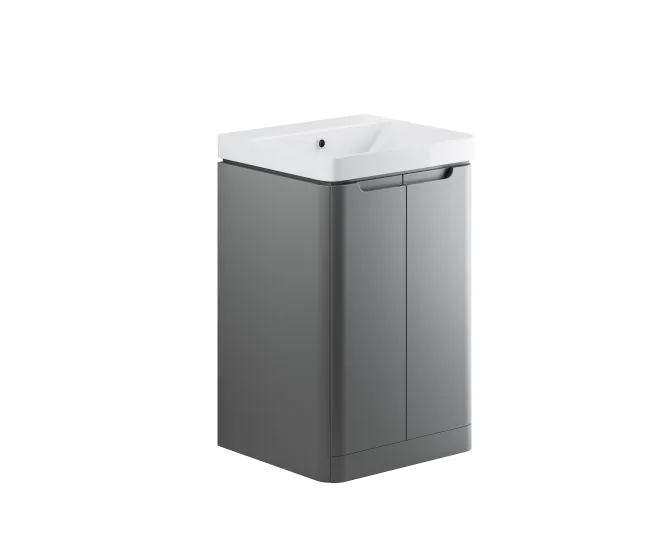 Vasca Aquino 500mm 2 Door Floor Standing Cloakroom Basin Unit - Matt Grey main product photo
