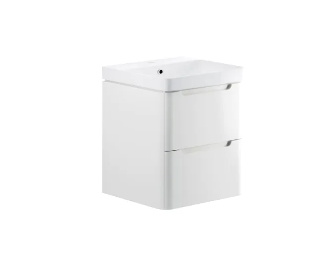Vasca Aquino 605mm 2 Drawer Wall Hung Basin Unit - White Gloss main product photo