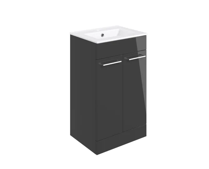 Vasca Forte 510mm Floor Standing 2 Door Basin Unit & 1TH Thin Edge Basin - Anthracite Gloss main product photo
