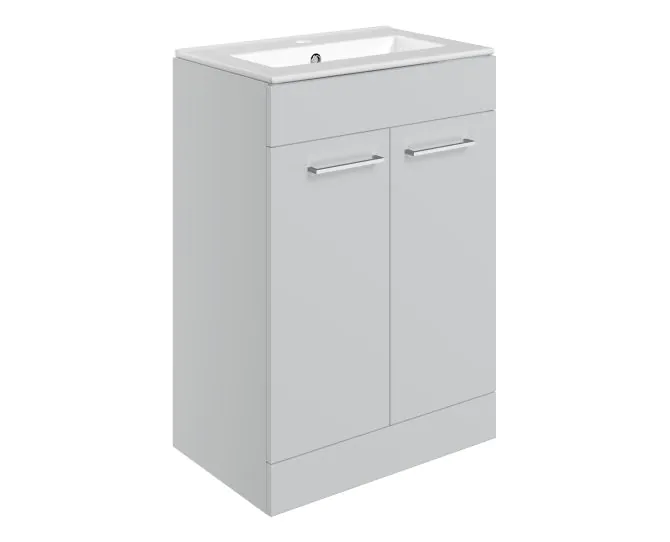 Vasca Forte 610mm Floor Standing 2 Door Basin Unit & 1TH Thin Edge Basin - Grey Gloss main product photo