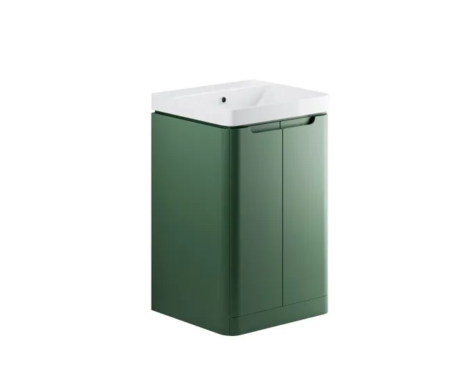 Vasca Aquino 500mm 2 Door Floor Standing Cloakroom Basin Unit - Matt Sage Green main product photo