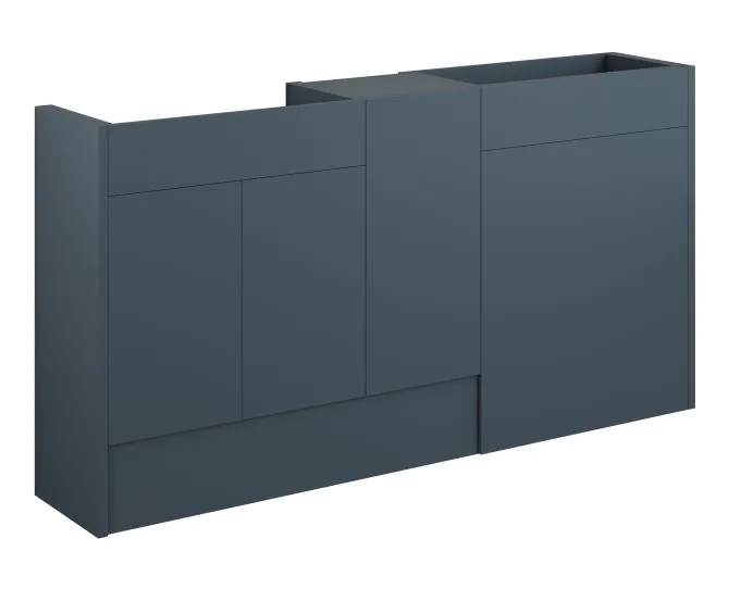 Vasca Liscio 1536mm Standard Basin WC & 1 Door Unit Pack - Matt Arley Blue (Oak Cab) main product photo