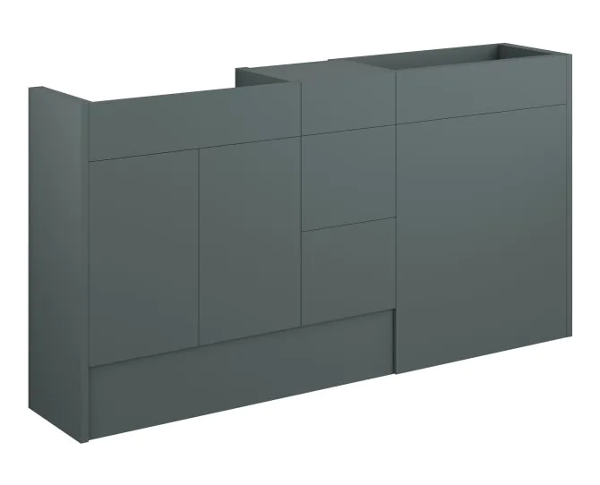 Vasca Liscio 1536mm Standard Basin WC & 3 Drawer Unit Pack - Matt Green (Oak Cab) main product photo