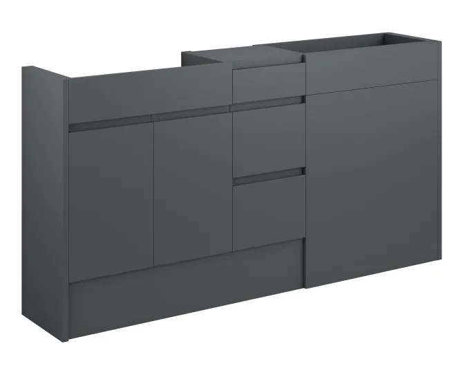 Vasca Salto 1536mm Standard Basin WC & 3 Drawer Unit Pack - Matt Graphite Grey (Oak Cab) main product photo