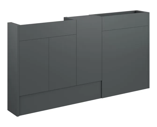 Vasca Liscio 1536mm Slim Basin WC & 1 Door Unit Pack - Matt Graphite Grey (Oak Cab) main product photo