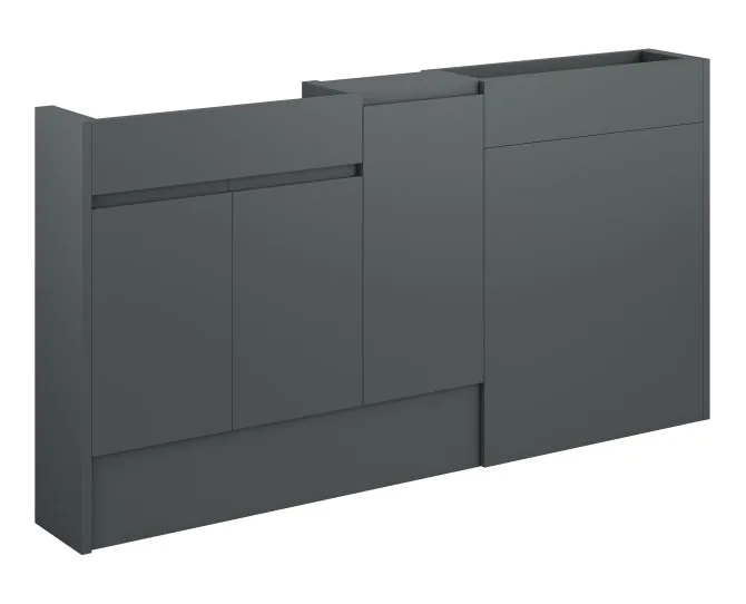 Vasca Salto 1536mm Slim Basin WC & 1 Door Unit Pack - Matt Graphite Grey (Oak Cab) main product photo