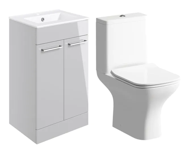 Vasca Forte 510mm Floor Standing Unit & Close Coupled WC Pack - Grey Gloss main product photo