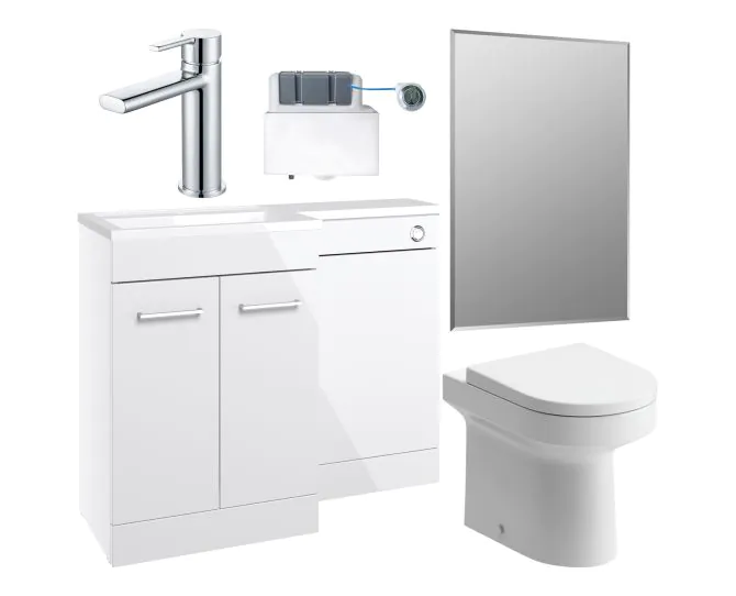 Vasca Fino 1000mm Furniture & BTW WC Pack - White Gloss (RH) main product photo