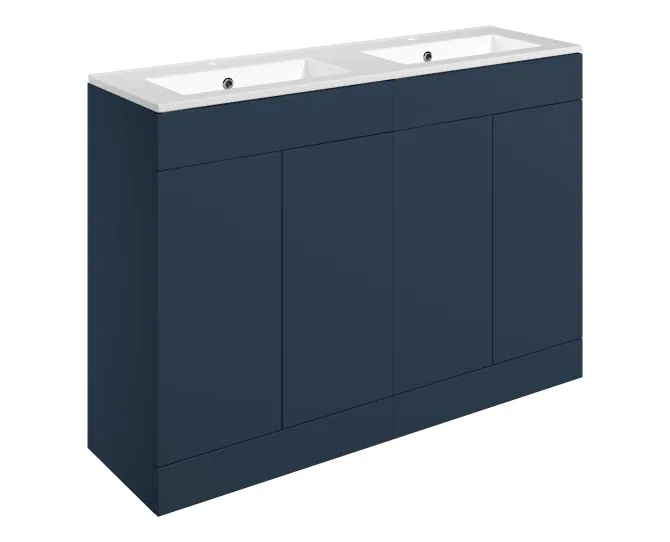 Vasca Sicily 1210mm Floor Standing 4 Door Basin Unit & 2TH Basin - Matt Deep Blue main product photo