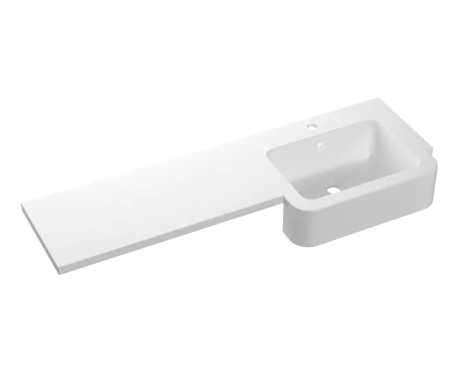 Vasca 1242mm Standard Square One-Piece Basin & Overflow Ring - Left Hand main product photo