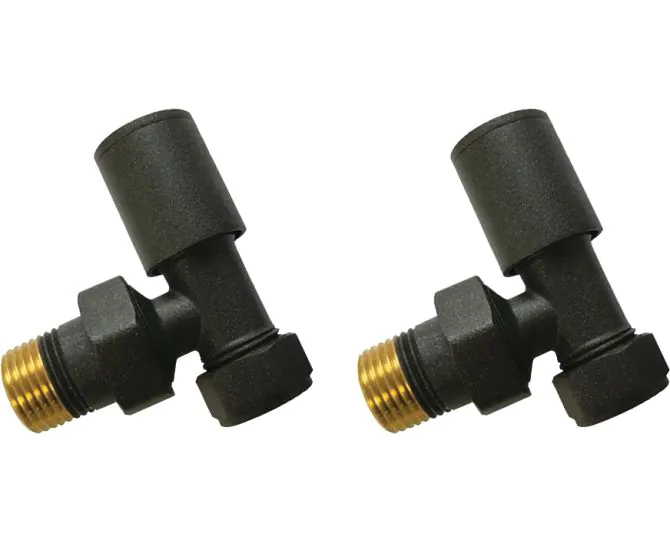 Vasca Patterned Anthracite Radiator Valves - Angled main product photo