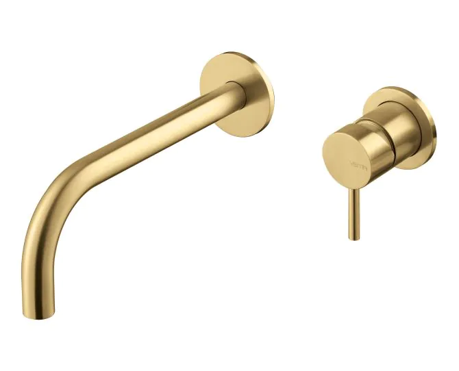 Vema Vema Tiber Wall Mounted Basin Mixer - Brushed Brass main product photo