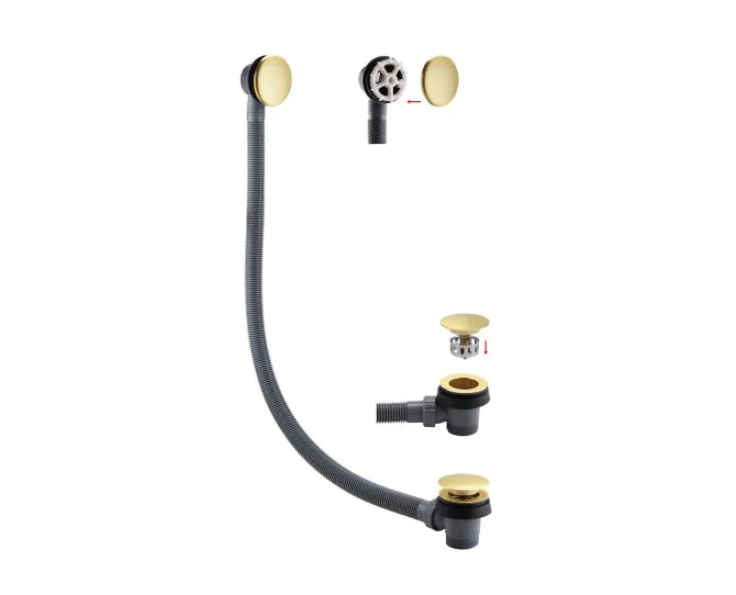 Vasca Sprung Bath Waste & Overflow - Brushed Brass main product photo
