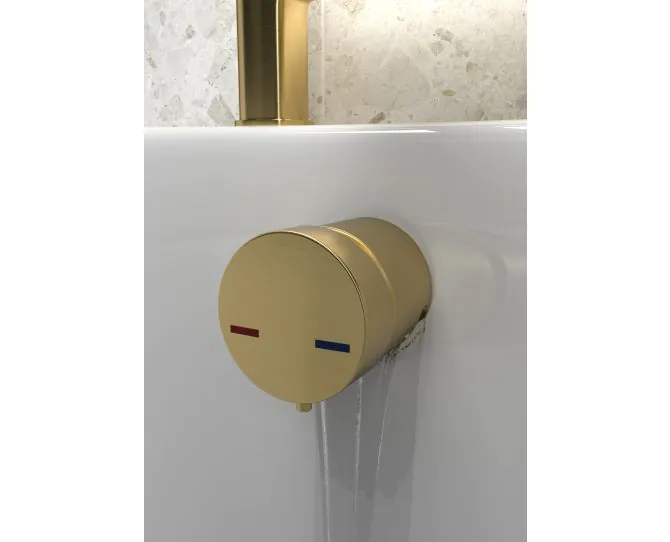 Vasca Bath Overflow Filler w/Integrated Valve - Brushed Brass main product photo
