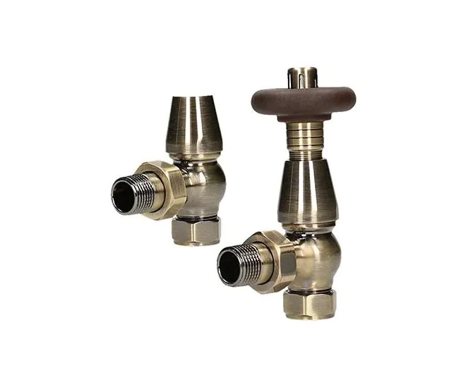 BiWorld Bentley Traditional Antique Brass 15mm TRV & Lockshield Valve Set EV-B15AB main product photo