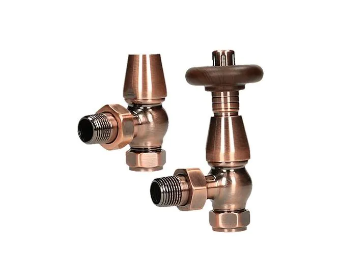 BiWorld Bentley Traditional Antique Copper 15mm TRV & Lockshield Valve Set EV-B15AC main product photo
